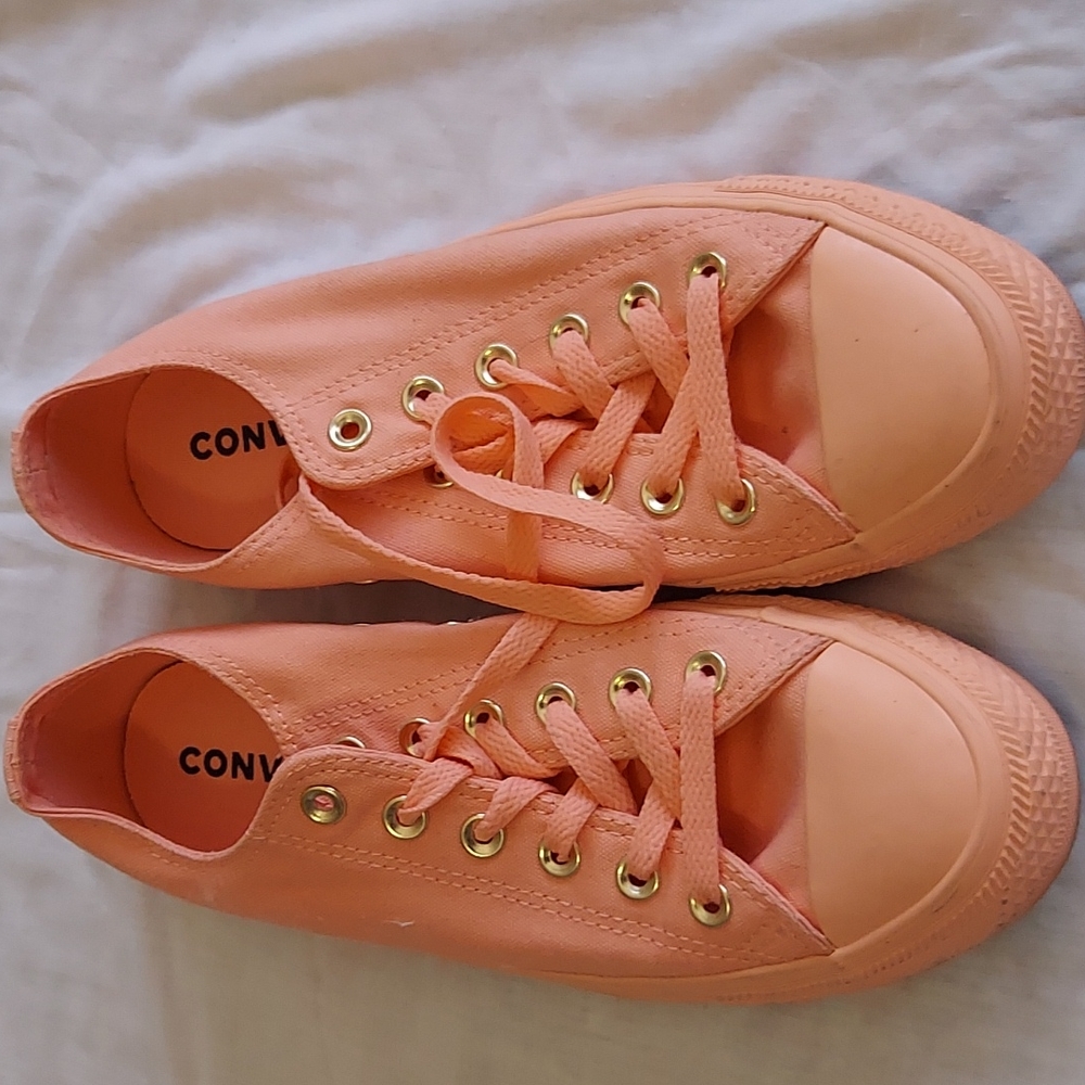 CONVERSE ALL STAR ORANGE-PINK SIZE9, WORN ONCE